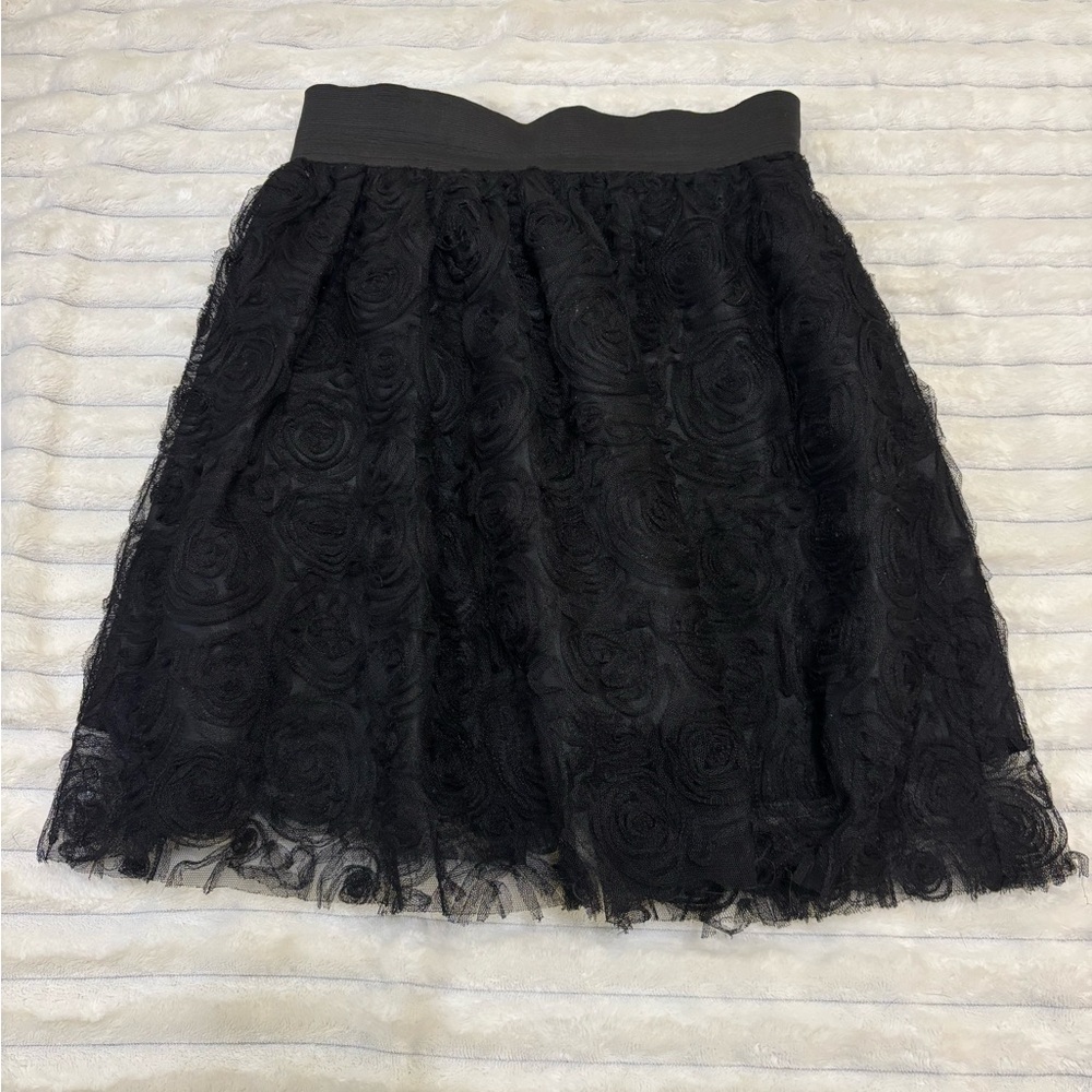 Francesca’s Bee Stitched floral tulle mini skirt, sz M coquette whimsigoth boho